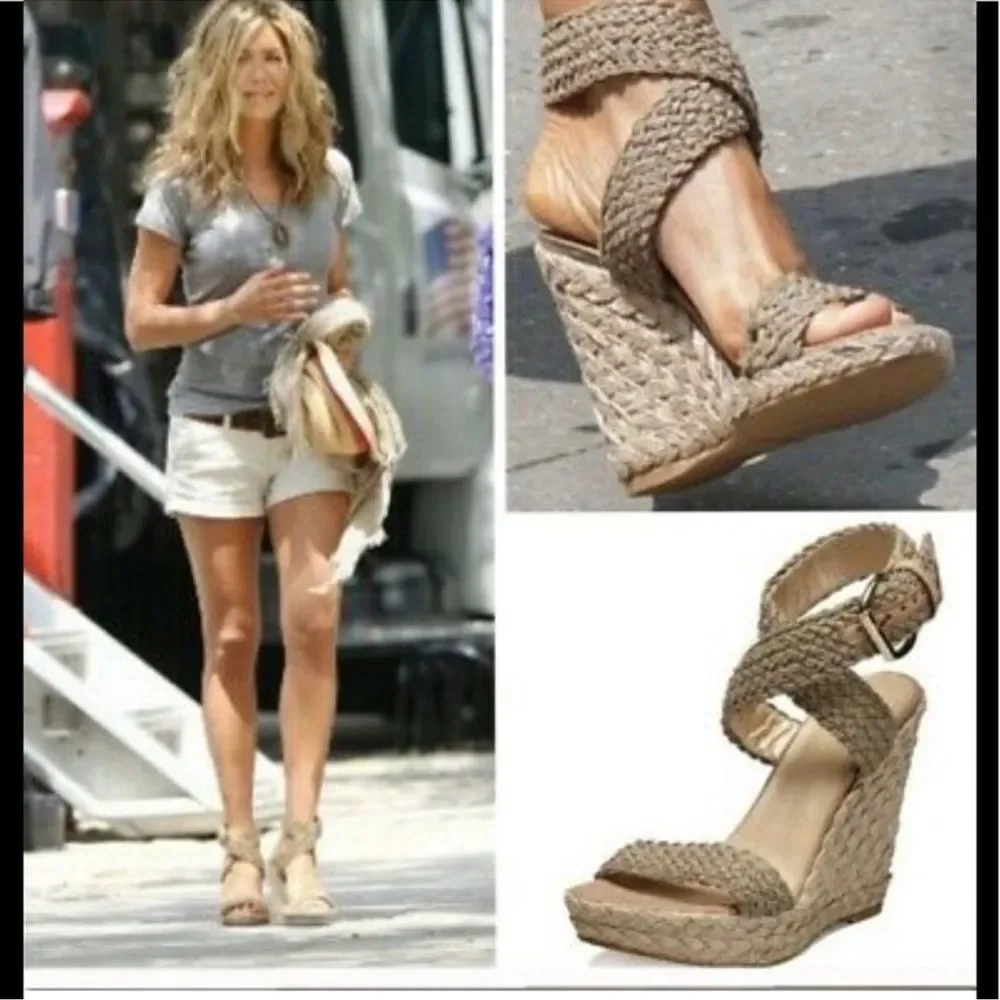 Stuart Weitzman Alexis Wedge Swamp Espadrille Sandals Khaki Size 8.5 - Picture 1 of 14